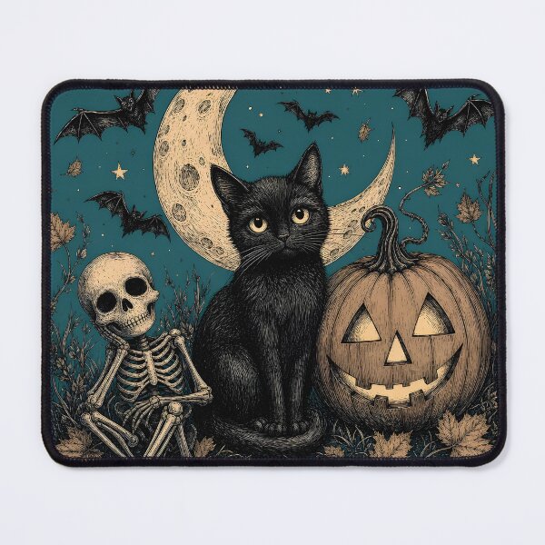 Item preview, Skeleton Cat Halloween Night Sketch designed and sold by Glitchart66.