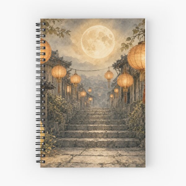 Item preview, Mid Autumn Moon Rabbit Lanterns on Old Stone Steps designed and sold by jainaspp.