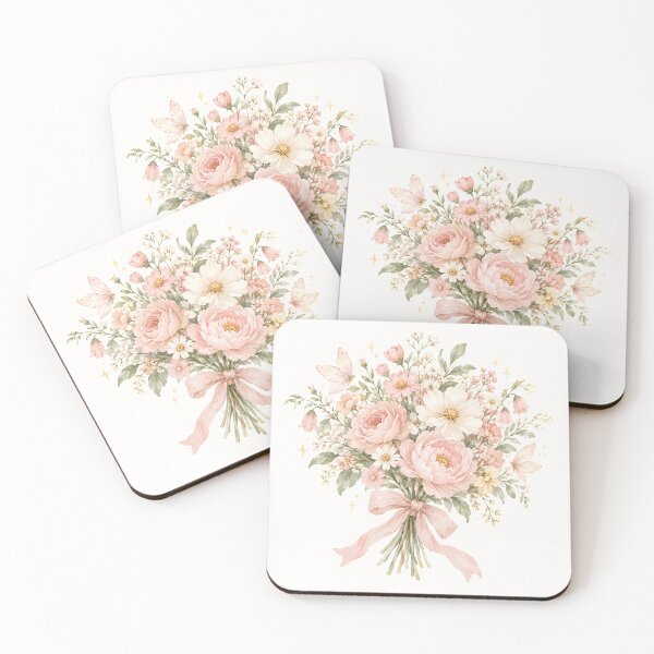 Item preview, Fairy Floral Bouquet – Blush Pink Watercolor Flowers with Butterflies designed and sold by looplandger.