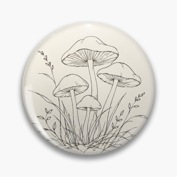 Item preview, Fairy Ring Mushroom Cluster | Minimalist Cottagecore Line Art designed and sold by Zaramodo.