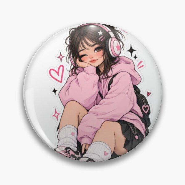 Item preview, Cute Kawaii Girl Y2K Pink Hoodie Sticker – Pastel Streetwear designed and sold by Trendykunnu.