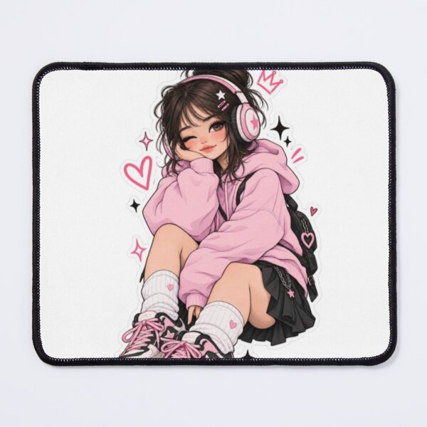 Item preview, Cute Kawaii Girl Y2K Pink Hoodie Sticker – Pastel Streetwear designed and sold by Trendykunnu.