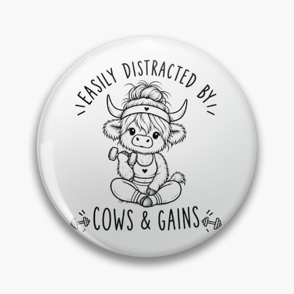 Item preview, Easily Distracted By Cows & Gains Cute Highland Cow Lifting Weights Funny Gym Workout Design designed and sold by Yellowriversss.