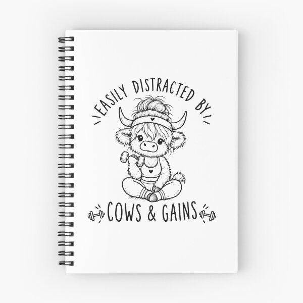 Item preview, Easily Distracted By Cows & Gains Cute Highland Cow Lifting Weights Funny Gym Workout Design designed and sold by Yellowriversss.