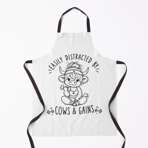 Item preview, Easily Distracted By Cows & Gains Cute Highland Cow Lifting Weights Funny Gym Workout Design designed and sold by Yellowriversss.