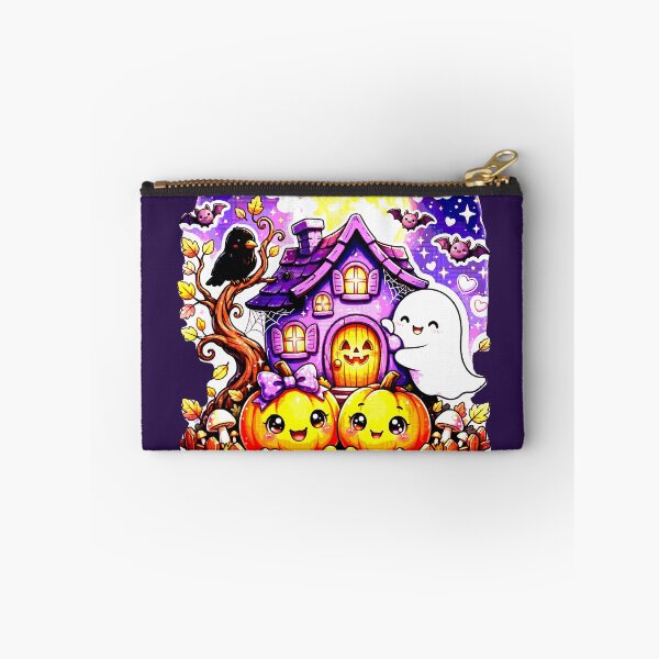 Item preview, Kawaii Haunted House Halloween Cute Pumpkins Ghost Bats Full Moon designed and sold by AstronautMerch.