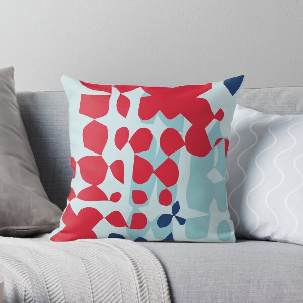 Red + Blue Abstract Shapes Throw Pillow