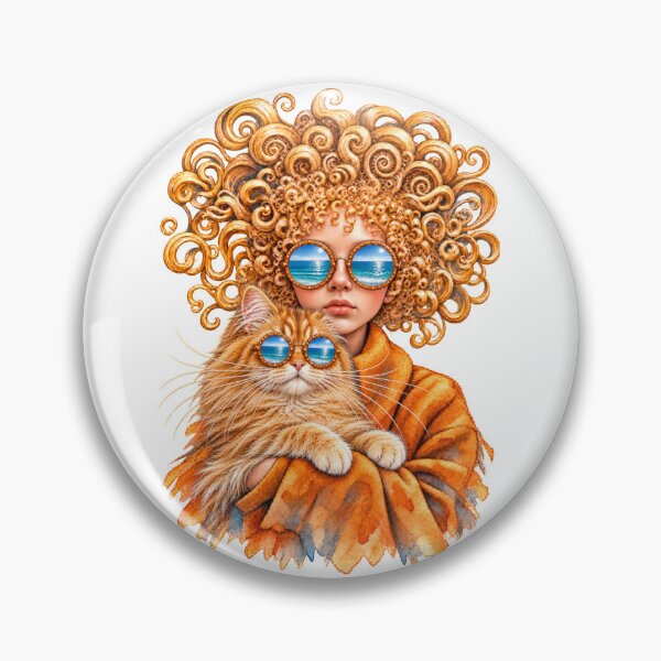 Item preview, Golden Curls and a Golden Cat – Ocean Reflections designed and sold by Russell Thorne.