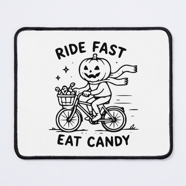 Item preview, Ride Fast Eat Candy Halloween Pumpkin Bicycle Design designed and sold by MeowMeowPuppy.