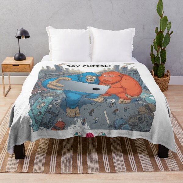 Item preview, Say Cheese! - Giant Blue & Orange Ape Monster Selfie designed and sold by Whimsy Trail Co.