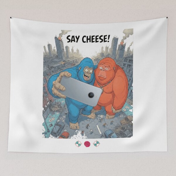 Item preview, Say Cheese! - Giant Blue & Orange Ape Monster Selfie designed and sold by Whimsy Trail Co.