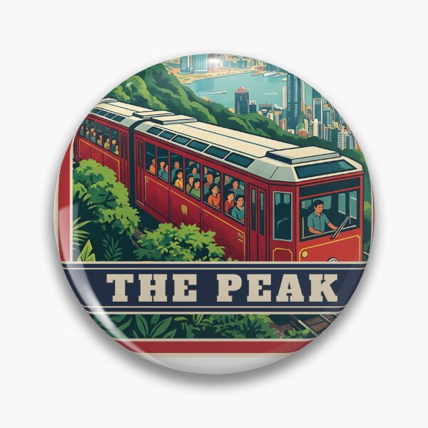 Item preview, The Peak Hong Kong Retro Hill Tram Badge on Dark designed and sold by jainaspp.