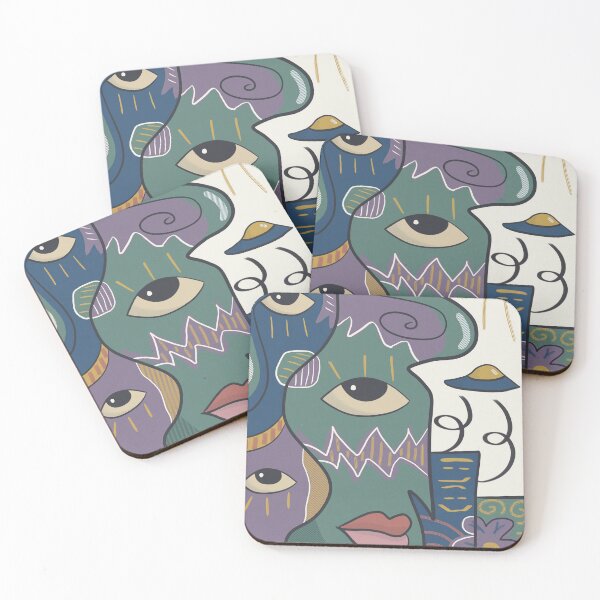 Item preview, Cubist Faces in Color – Abstract Modern Portrait designed and sold by aekritdeach.