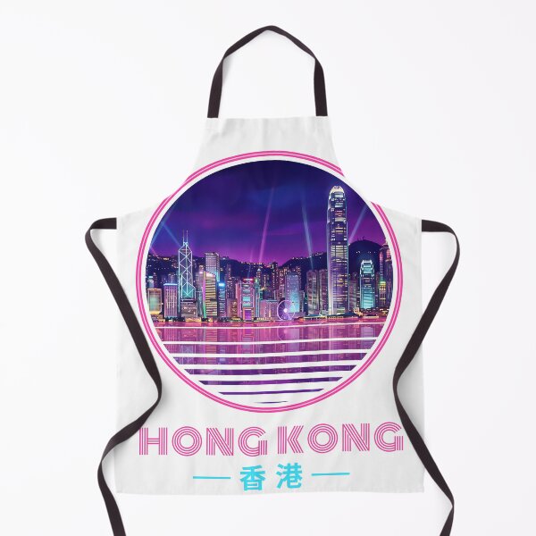 Item preview, Hong Kong Synthwave Neon Skyline Sunset on Dark designed and sold by jainaspp.