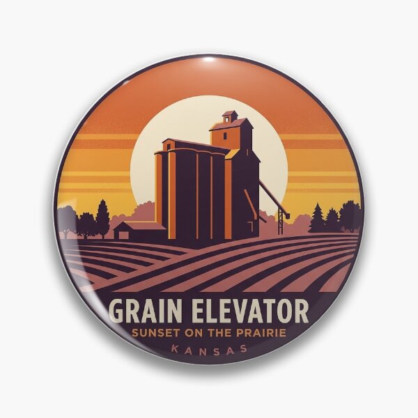 Item preview, Grain Elevator Sunset Sticker - Kansas Prairie Circle Badge designed and sold by DetourDgn.