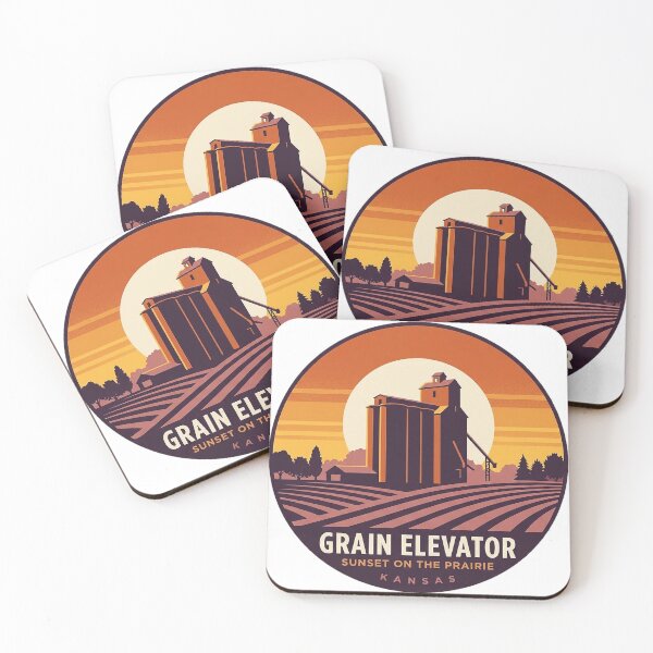 Item preview, Grain Elevator Sunset Sticker - Kansas Prairie Circle Badge designed and sold by DetourDgn.