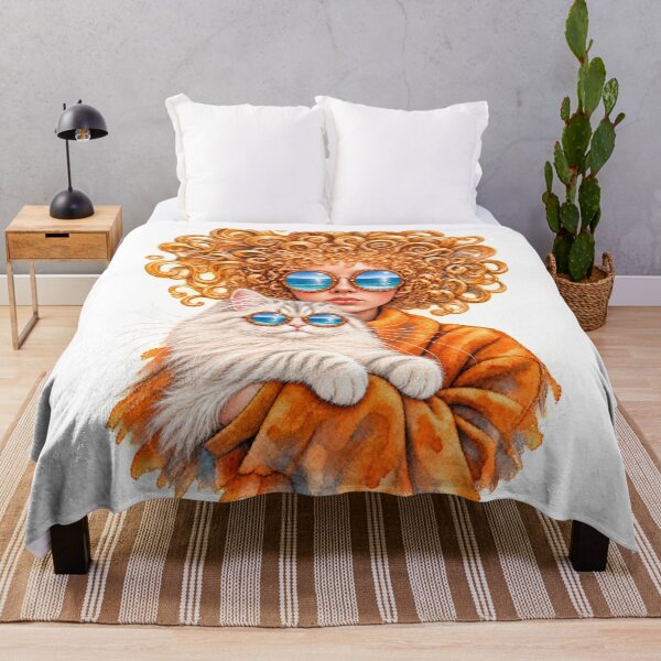 Item preview, Golden Curls and a White Cat – Ocean Reflections designed and sold by Russell Thorne.