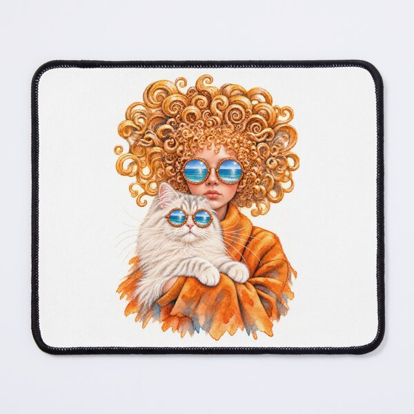 Item preview, Golden Curls and a White Cat – Ocean Reflections designed and sold by Russell Thorne.