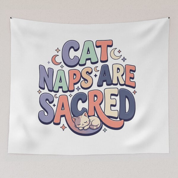 Item preview, Cat Naps Are Sacred Cozy Retro Typography Sleepy Kitty Quote designed and sold by mood-draftsman.