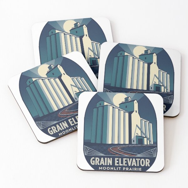 Item preview, Grain Elevator Art Deco Sticker - Moonlit Nebraska Prairie designed and sold by DetourDgn.
