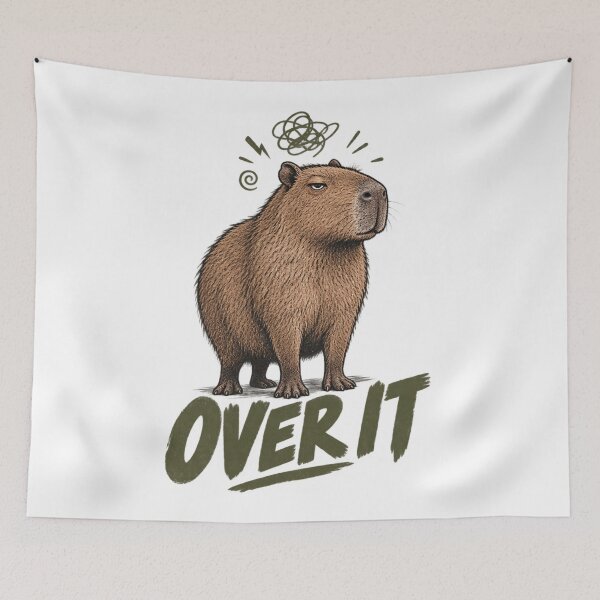 Item preview, Over It Vibe – Ironic Sarcastic Capybara designed and sold by SimonasPeace.