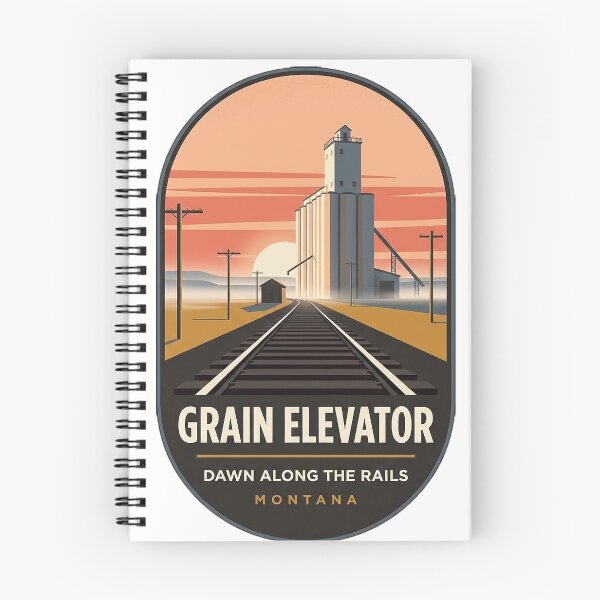 Item preview, Grain Elevator Sunrise Sticker - Montana Rail Line Vintage Poster designed and sold by DetourDgn.