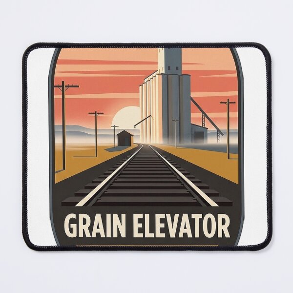 Item preview, Grain Elevator Sunrise Sticker - Montana Rail Line Vintage Poster designed and sold by DetourDgn.