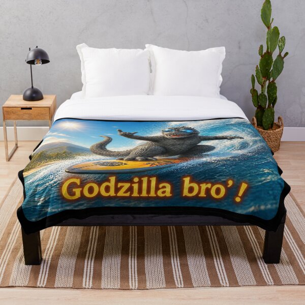 Aperçu de l'œuvre Godzilla Bro' : Au surf! créée et vendue par NubesDesignCH.