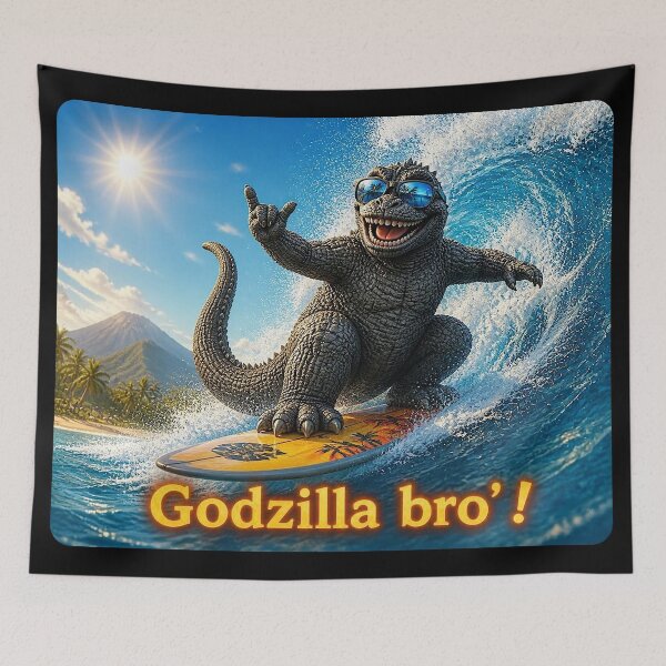 Item preview, Godzilla Bro': Let's surf! designed and sold by NubesDesignCH.