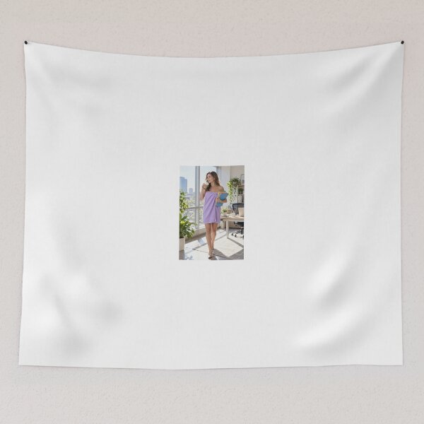 Item preview, Woman in Purple Wrap Holding Iced Coffee designed and sold by CathryneDelamort.