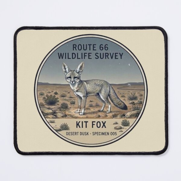 Item preview, Kit Fox Desert Dusk Route 66 Wildlife Badge designed and sold by CalmCapy Co.
