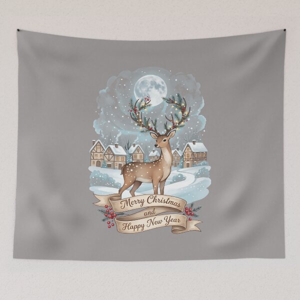Item preview, Deer in Snowy Village Window Merry Christmas-18 designed and sold by MarcEitel.