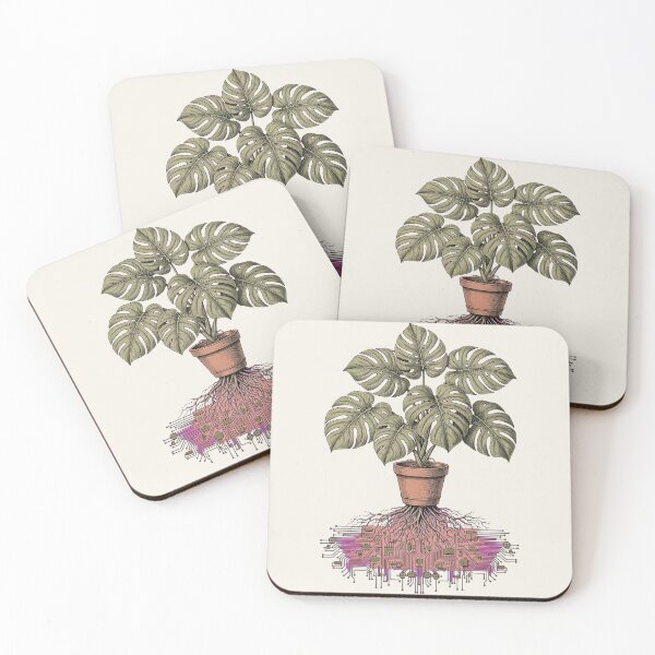 Item preview,  Monstera Deliciosa Cyber Roots - Vintage Botanical Surreal Engraving designed and sold by Aisha Reda.