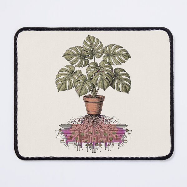 Item preview, Monstera Deliciosa Cyber Roots - Vintage Botanical Surreal Engraving designed and sold by Aisha Reda.