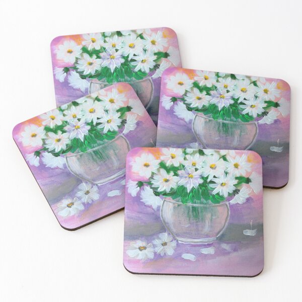 Item preview, White Daisies in Glass Vase Acrylic Painting designed and sold by AniLisa.