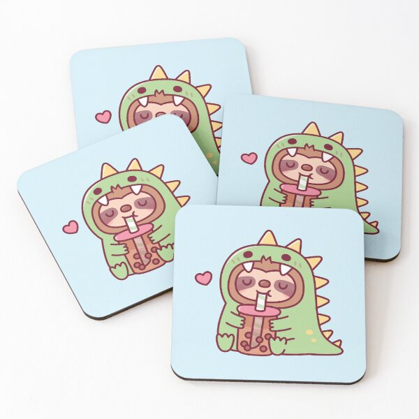 Item preview, Cute Sloth In Dinosaur Costume Loves Boba Tea designed and sold by rustydoodle.