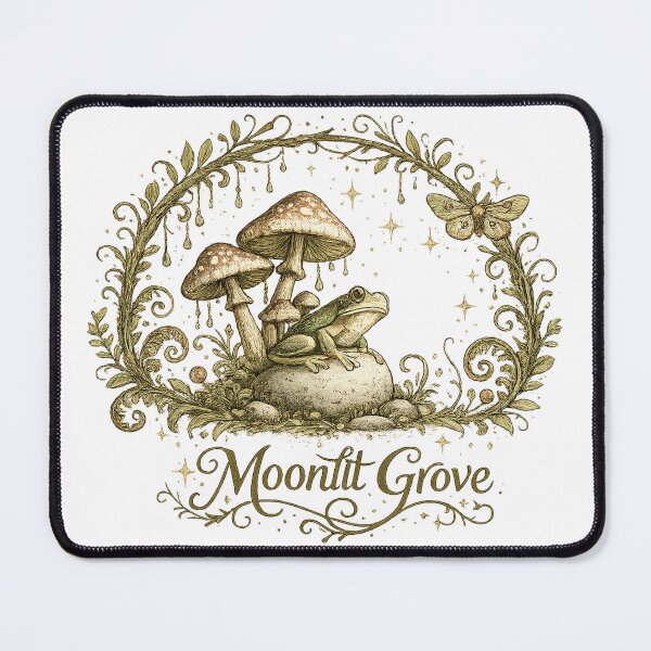 Item preview, Moonlit Grove Frog and Mushroom Dark Cottagecore Woodland Fantasy Art designed and sold by inkoutninja.