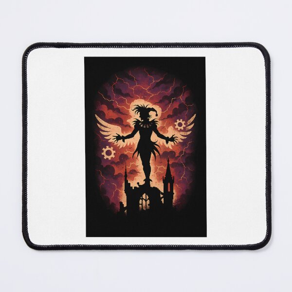 Item preview, Dark Silhouette Jester Wings Standing On Castle Tower Under Stormy Sky designed and sold by Megidaertasf.