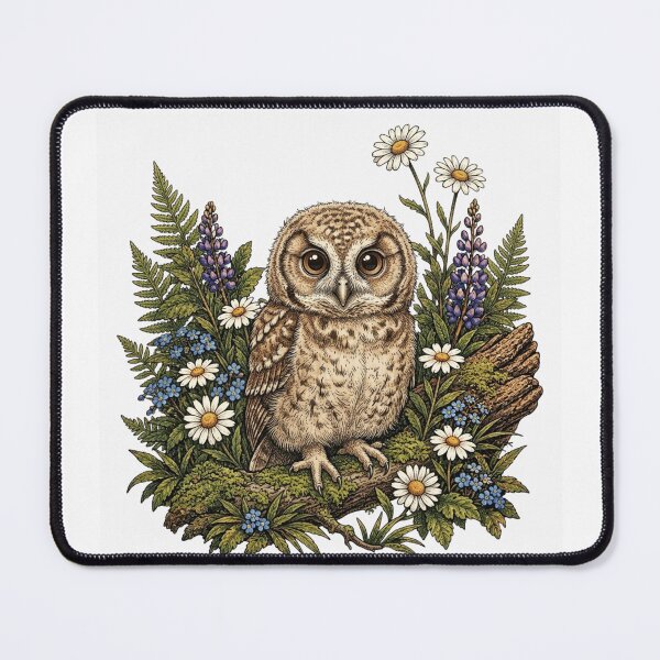 Item preview, Cute Baby Owl Wildflower Vintage Woodland Illustration designed and sold by lovepower.