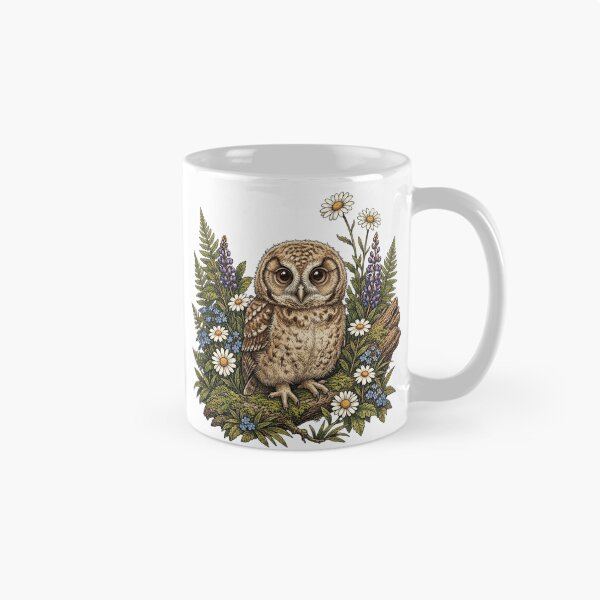 Item preview, Cute Baby Owl Wildflower Vintage Woodland Illustration designed and sold by lovepower.
