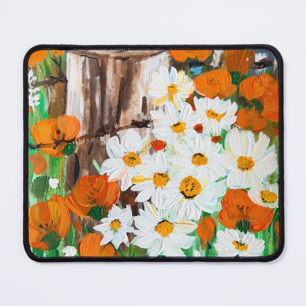 Item preview, Orange Poppies and Daisies Rustic Painting designed and sold by AniLisa.