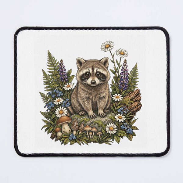 Item preview, Cute Baby Raccoon Wildflower Vintage Woodland Illustration designed and sold by lovepower.