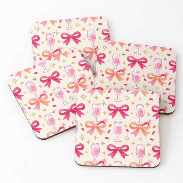 Item preview, Pink Bow Champagne Celebration Party Pattern designed and sold by Mimoshi ⭐⭐⭐⭐⭐.