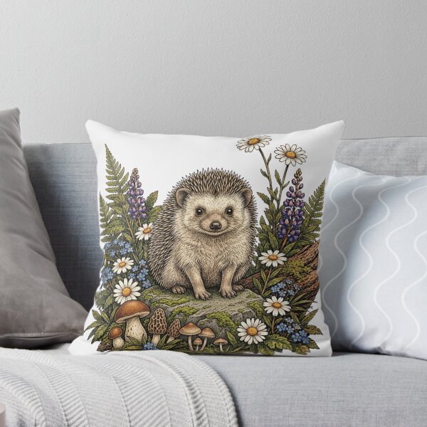 Item preview, Cute Baby Hedgehog Wildflower Vintage Woodland Illustration designed and sold by lovepower.