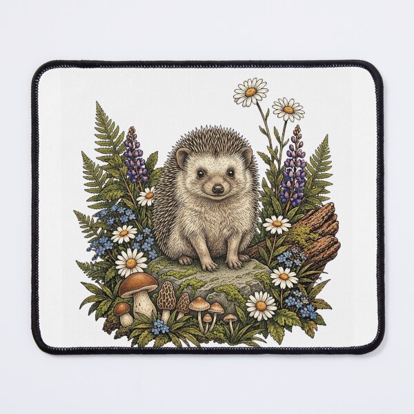 Item preview, Cute Baby Hedgehog Wildflower Vintage Woodland Illustration designed and sold by lovepower.