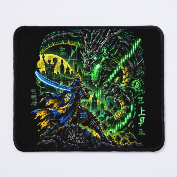 Item preview, Cyberpunk Samurai vs Crypto Market Dragon designed and sold by ValhallaHub.