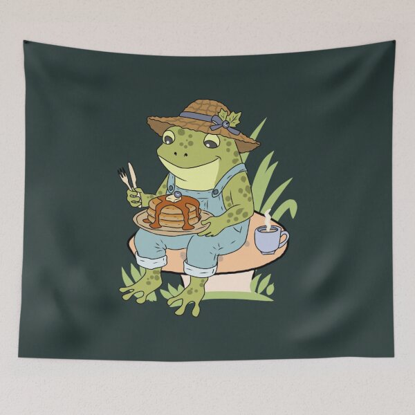 Item preview, Cottagecore Frog Picnic Cozy Pancakes on a Mushroom designed and sold by LeshanArt.