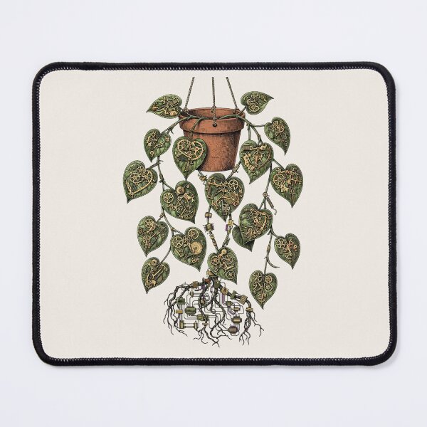 Item preview, Pothos Steampunk Gears - Vintage Botanical Hanging Plant Illustration designed and sold by Aisha Reda.
