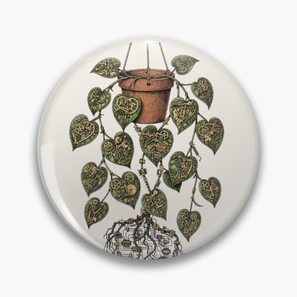 Item preview, Pothos Steampunk Gears - Vintage Botanical Hanging Plant Illustration designed and sold by Aisha Reda.