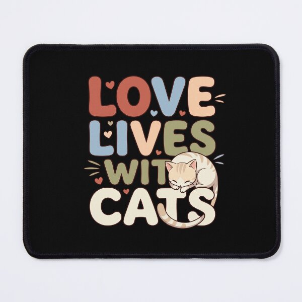 Item preview, Love Lives With Cats Cozy Retro Typography Sleeping Kitty Quote designed and sold by mood-draftsman.